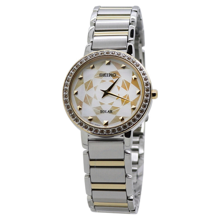 Seiko Crystal Silver Gold Dial Ladies Watch SUP454P1 - Dawson Watches