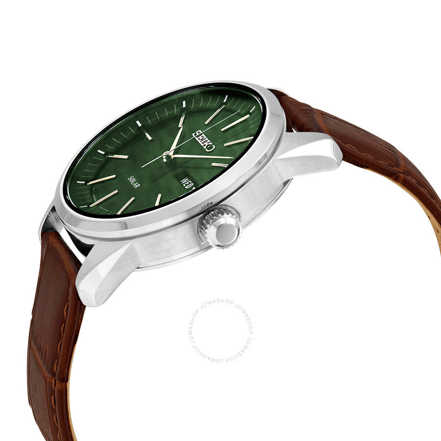 Seiko Dark Green Sunray Dial Solar Powered Men's Watch SNE529 - The Watches Men & Co #2