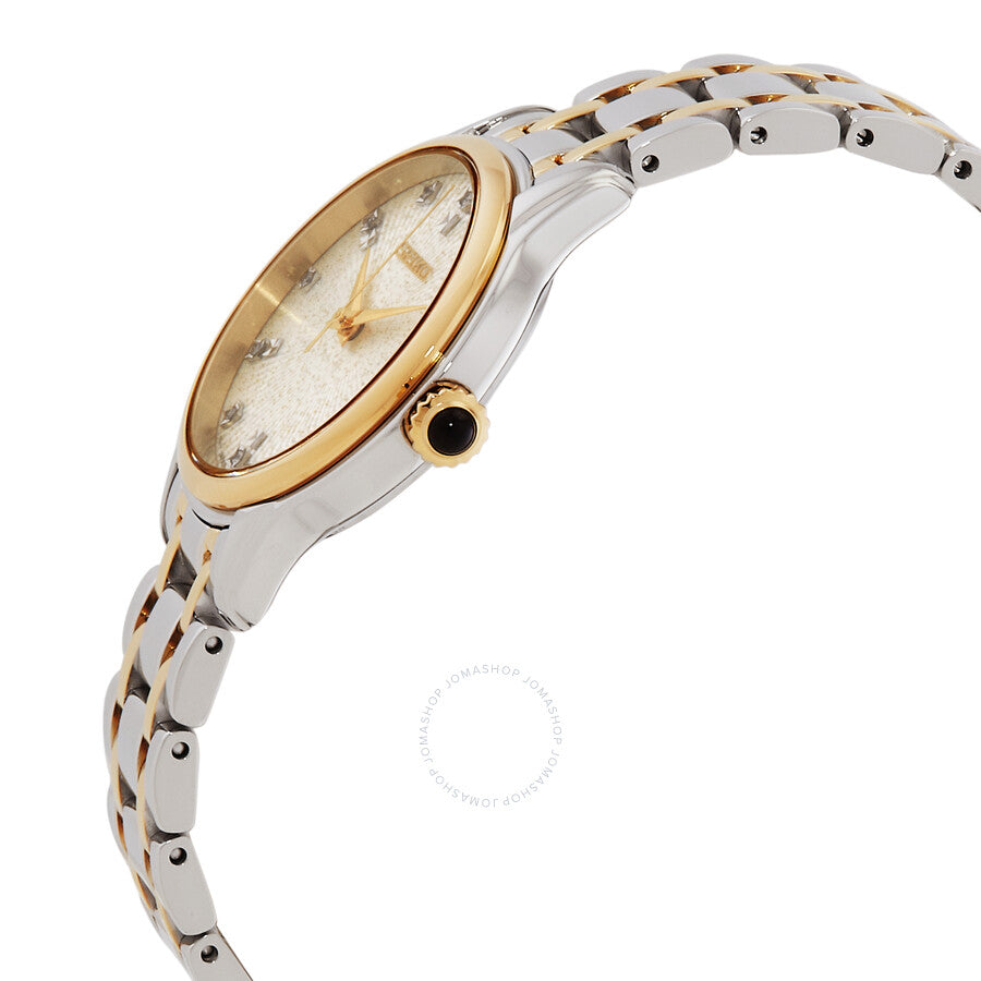 Seiko Discover More Quartz Diamond Silver Dial Two-Tone Ladies Watch SRZ550P1 - The Watches Men & Co #2