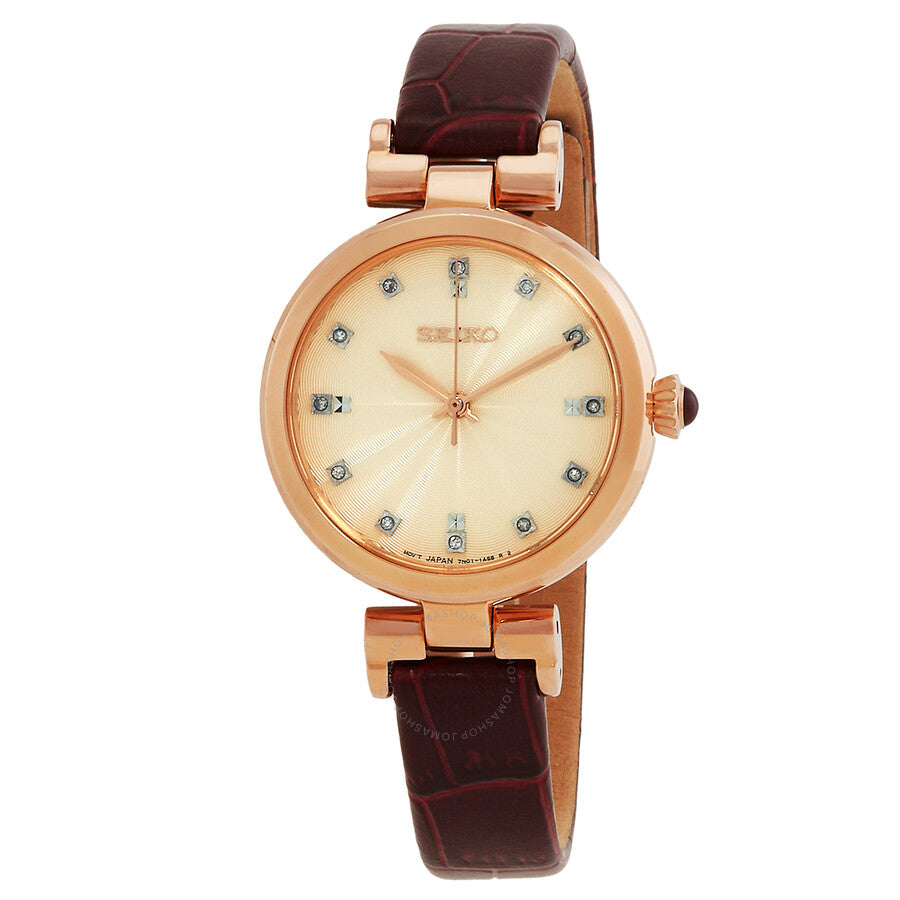 Seiko Dress Quartz Diamond Champagne Dial Ladies Watch SRZ548 - Dawson Watches