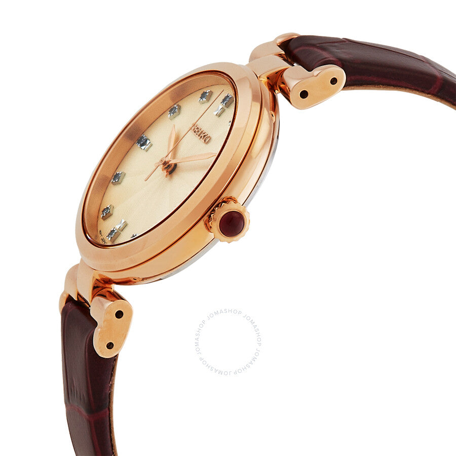 Seiko Dress Quartz Diamond Champagne Dial Ladies Watch SRZ548 - Dawson Watches #2