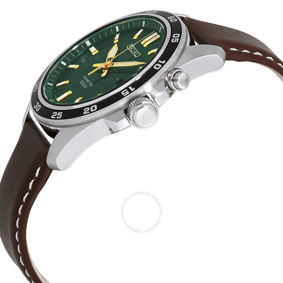 Seiko Kinetic Green Dial Brown Leather Men's Watch SKA791 - Dawson Watches #2