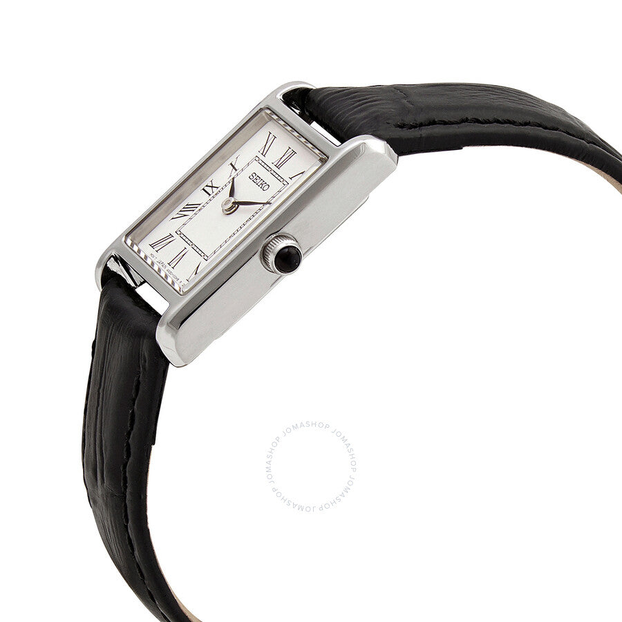 Seiko Quartz White Dial Black Leather Ladies Watch SWR053 - Dawson Watches #2