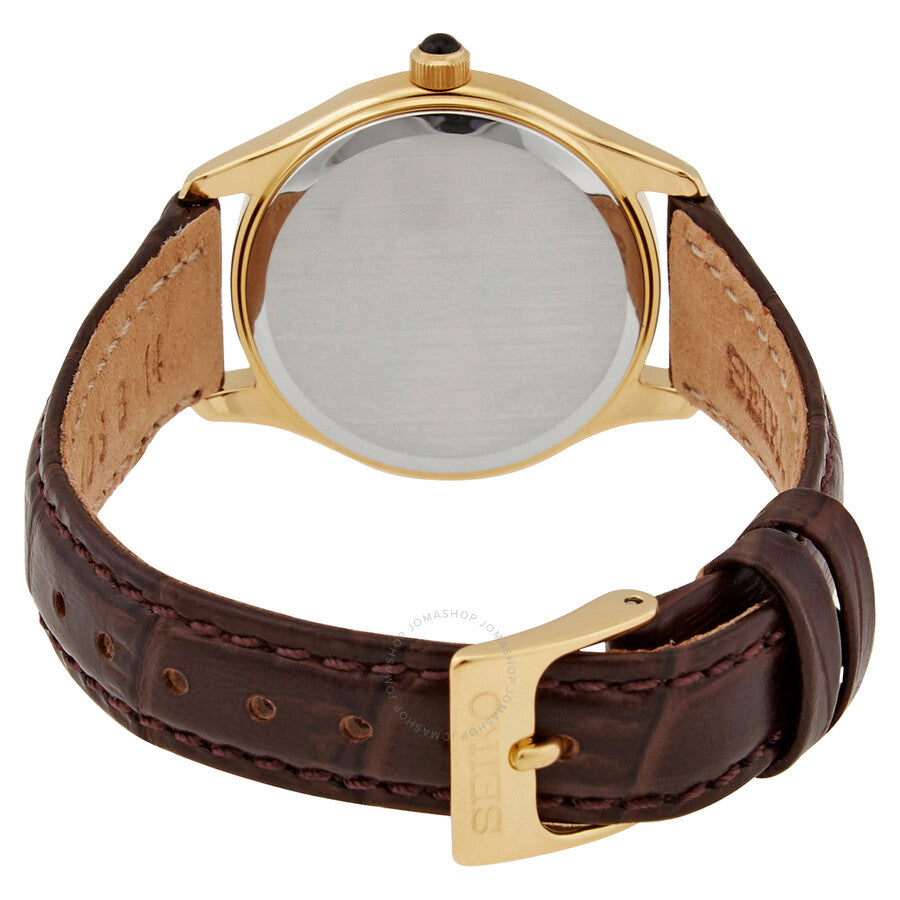 Seiko Quartz White Dial Brown Leather Ladies Watch SWR072P1 - Dawson Watches #3