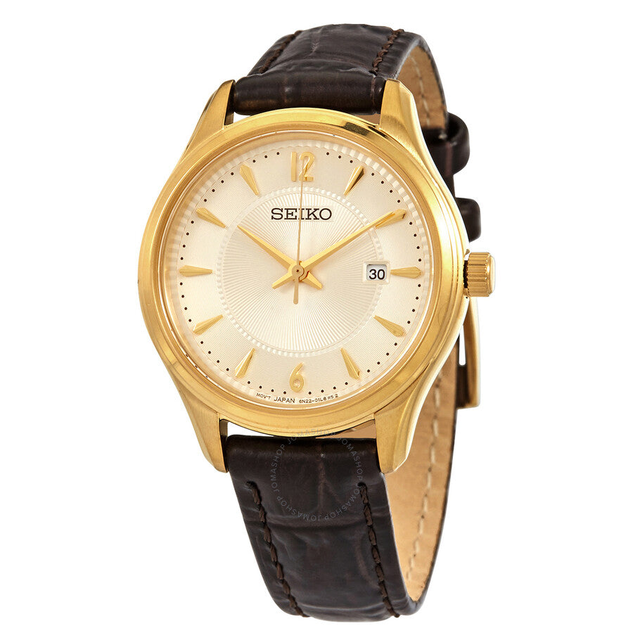 Seiko Sapphire Quartz Champagne Dial Ladies Watch SUR478P1 - Dawson Watches