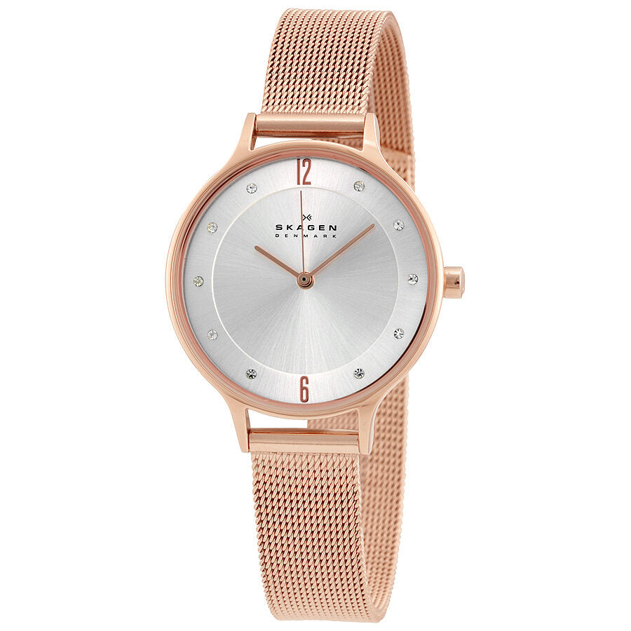 Skagen Anita Silver Dial Rose Gold-tone Ladies Watch #SKW2151 - Dawson Watches