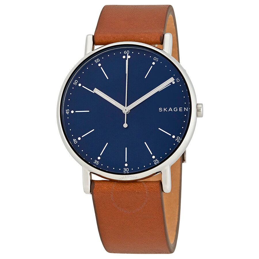 Skagen Signature Blue Dial Brown Leather Men's Watch SKW6355 - Dawson Watches