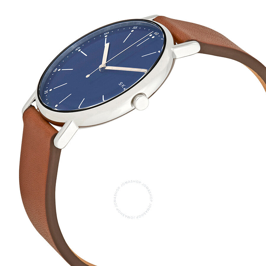 Skagen Signature Blue Dial Brown Leather Men's Watch SKW6355 - Dawson Watches #2