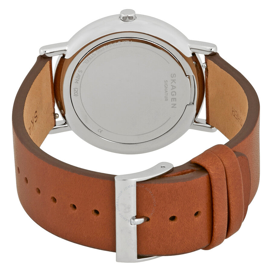 Skagen Signature Blue Dial Brown Leather Men's Watch SKW6355 - Dawson Watches #3