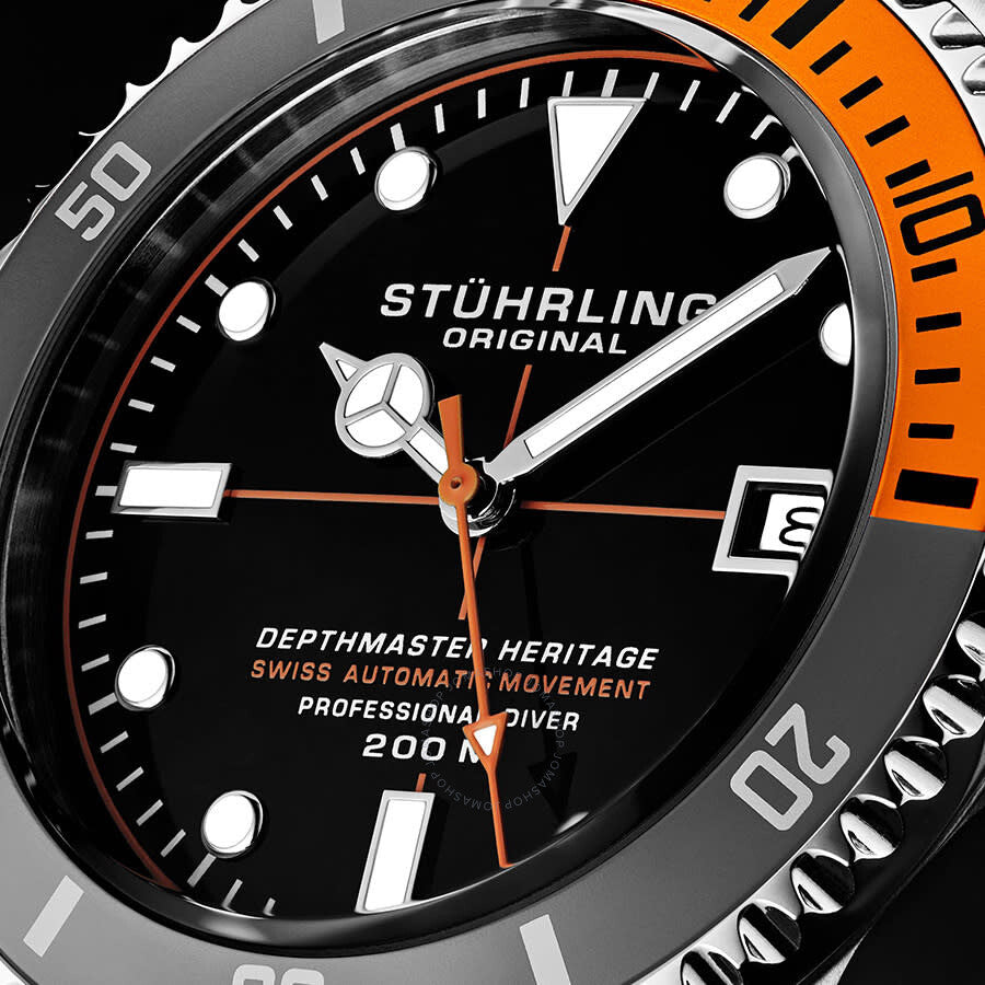 Stuhrling Original Aquadiver Automatic Black Dial Men's Watch M13518 - The Watches Men & Co #4
