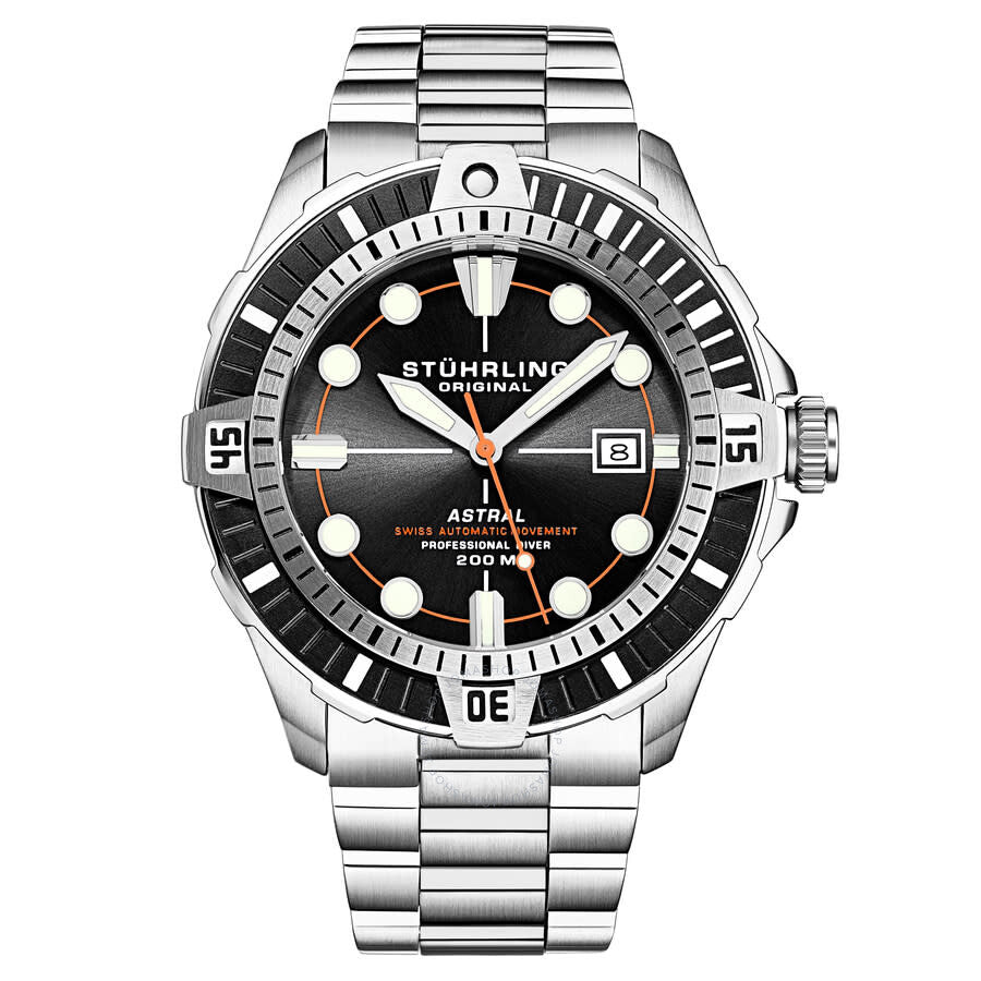 Stuhrling Original Aquadiver Automatic Black Dial Men's Watch M16748 - Dawson Watches