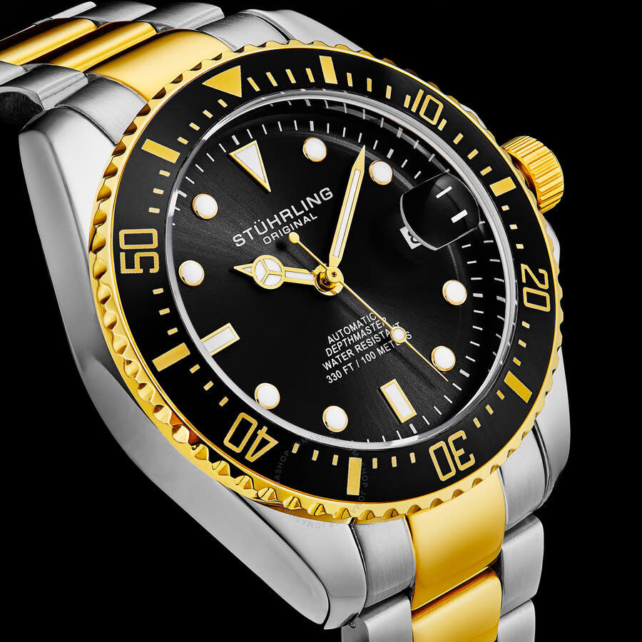 Stuhrling Original Aquadiver Automatic Black Dial Men's Watch M18255 - The Watches Men & Co #3