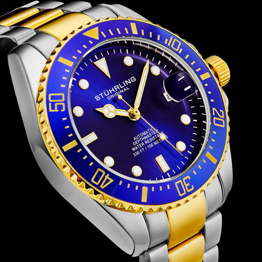 Stuhrling Original Aquadiver Automatic Blue Dial Men's Watch M18256 - The Watches Men & Co #3