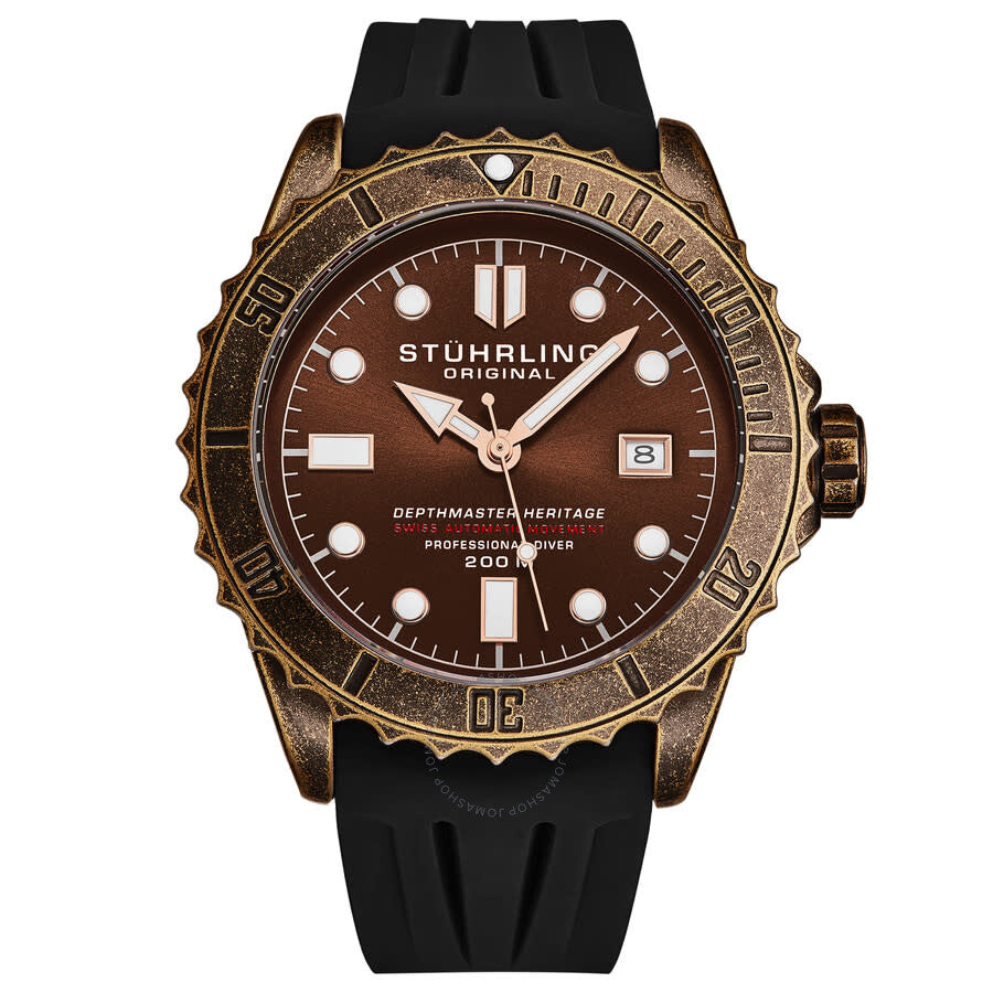 Stuhrling Original Aquadiver Automatic Brown Dial Men's Watch M16858 - Dawson Watches