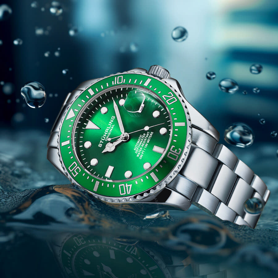 Stuhrling Original Aquadiver Automatic Green Dial Men's Watch M18253 - Dawson Watches #5