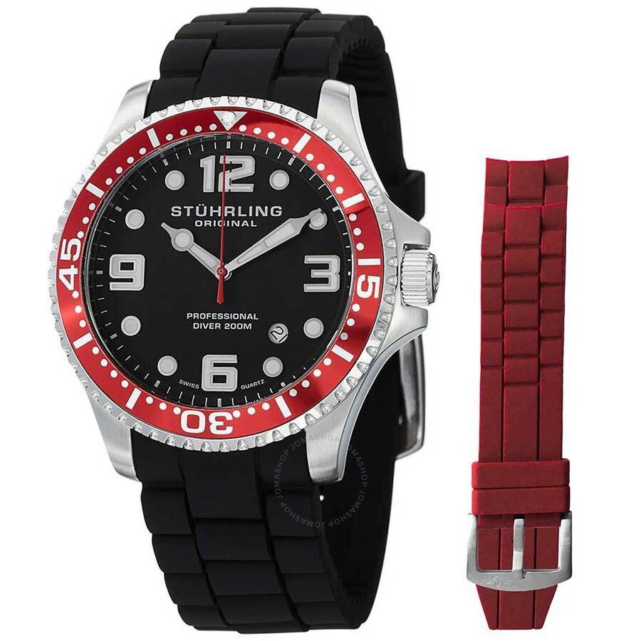 Stuhrling Original Aquadiver Black Dial Men's Watch M15392 - Dawson Watches