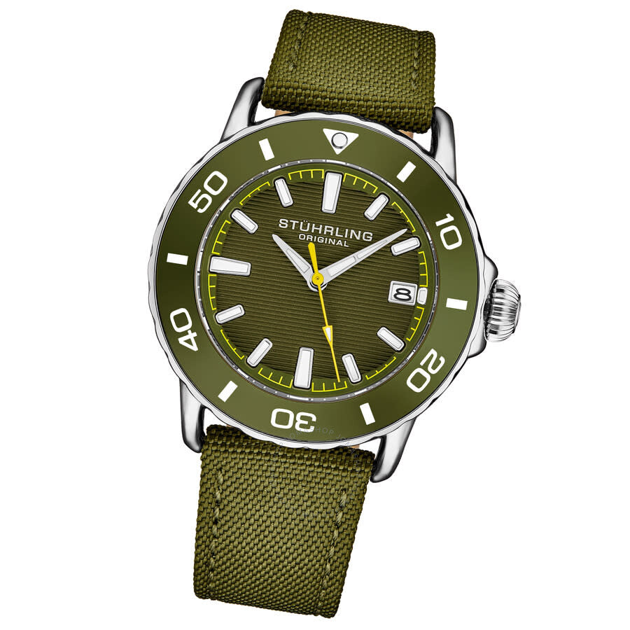 Stuhrling Original Aquadiver Quartz Green Dial Men's Watch M17997 - Dawson Watches #2