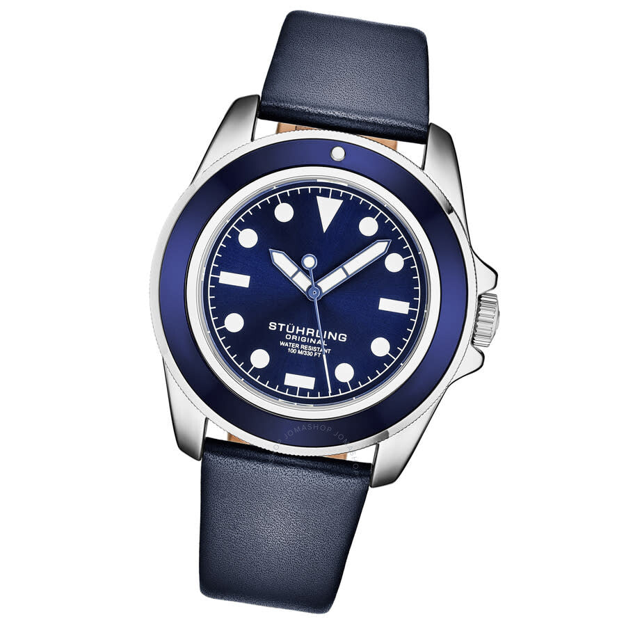 Stuhrling Original Aquadiver Quartz Blue Dial Men's Watch M17202 - The Watches Men & Co #2