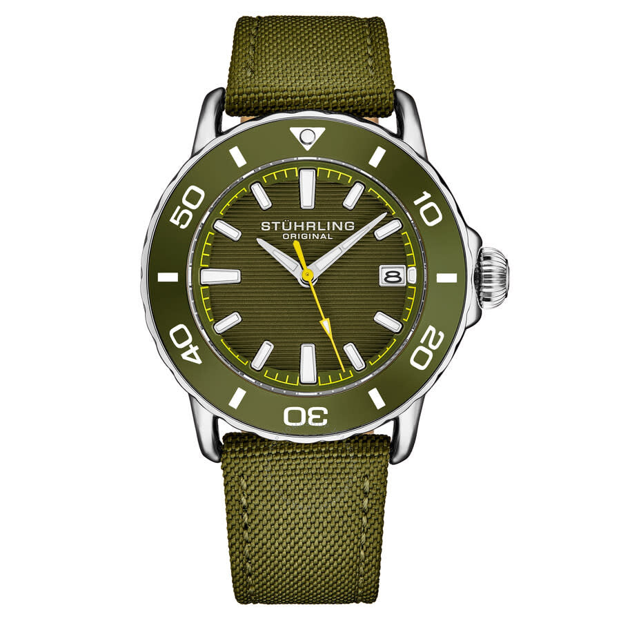 Stuhrling Original Aquadiver Quartz Green Dial Men's Watch M17997 - The Watches Men & Co