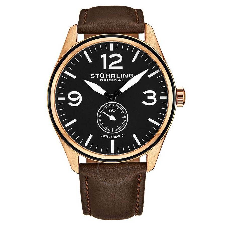 Stuhrling Original Aviator Black Dial Men's Watch M15558 - Dawson Watches