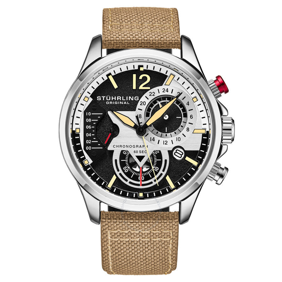 Stuhrling Original Aviator Quartz Black Dial Men's Watch M17973 - Dawson Watches