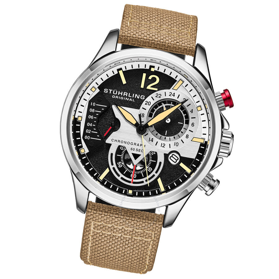 Stuhrling Original Aviator Quartz Black Dial Men's Watch M17973 - Dawson Watches #2