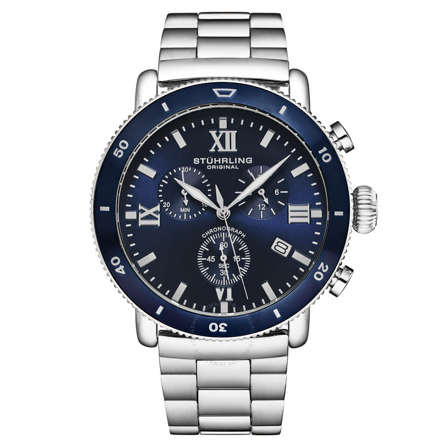 Stuhrling Original Monaco Chronograph Quartz Blue Dial Men's Watch M17993 - Dawson Watches
