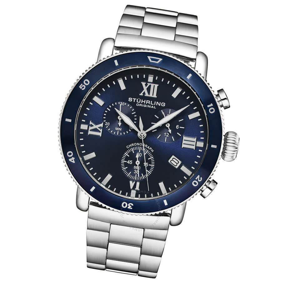 Stuhrling Original Monaco Chronograph Quartz Blue Dial Men's Watch M17993 - Dawson Watches #2