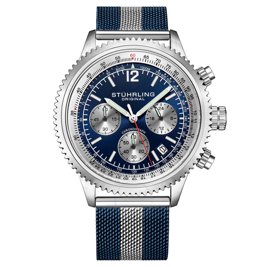 Stuhrling Original Monaco Chronograph Quartz Blue Dial Men's Watch M16854 - Dawson Watches