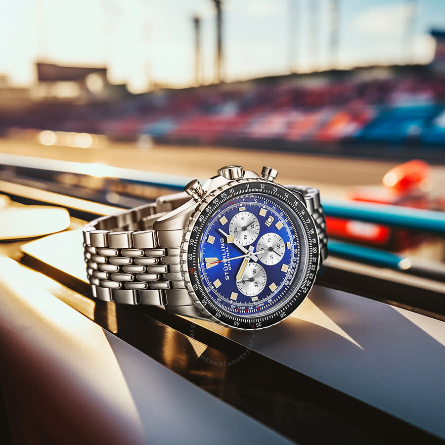 Stuhrling Original Monaco Chronograph Quartz Blue Dial Men's Watch M18216 - Dawson Watches #3