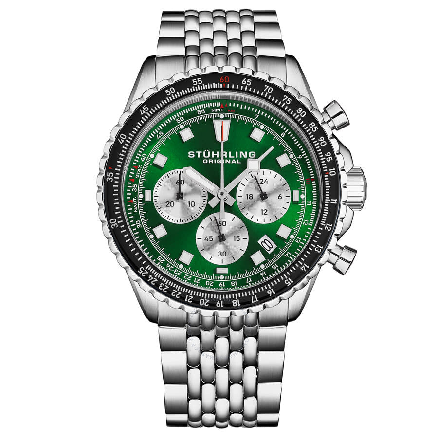 Stuhrling Original Monaco Chronograph Quartz Green Dial Men's Watch M18218 - Dawson Watches