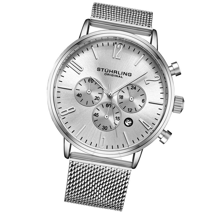 Stuhrling Original Monaco Chronograph Quartz Silver Dial Men's Watch M16248 - Dawson Watches #2