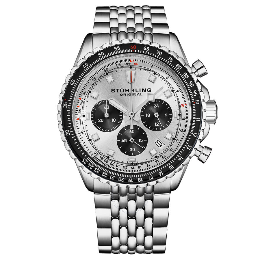 Stuhrling Original Monaco Chronograph Quartz Silver Dial Men's Watch M18215 - Dawson Watches