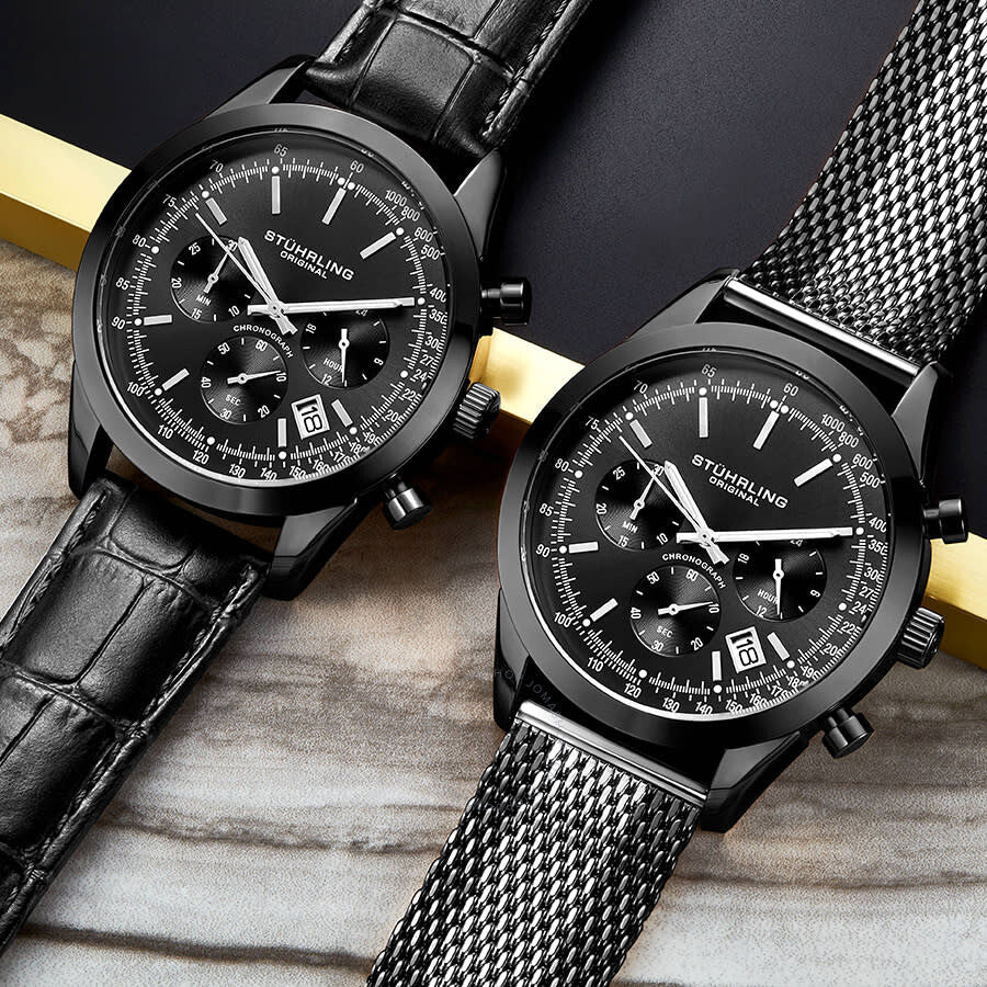 Stuhrling Original Monaco Quartz Black Dial Men's Watch M13651 - Dawson Watches #4