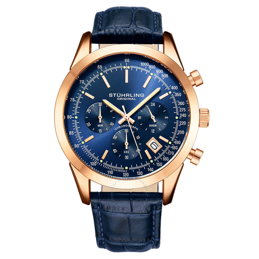 Stuhrling Original Monaco Quartz Blue Dial Men's Watch M13655 - The Watches Men & Co
