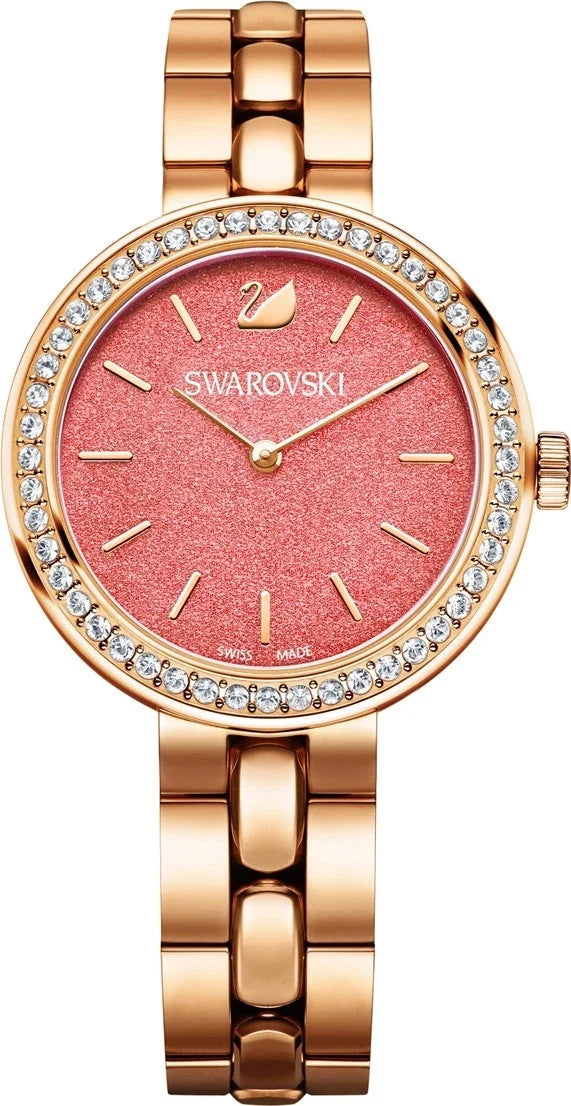 Swarovski City Crystal Coral Dial Rose Gold Steel Strap Women's Watch 5182250