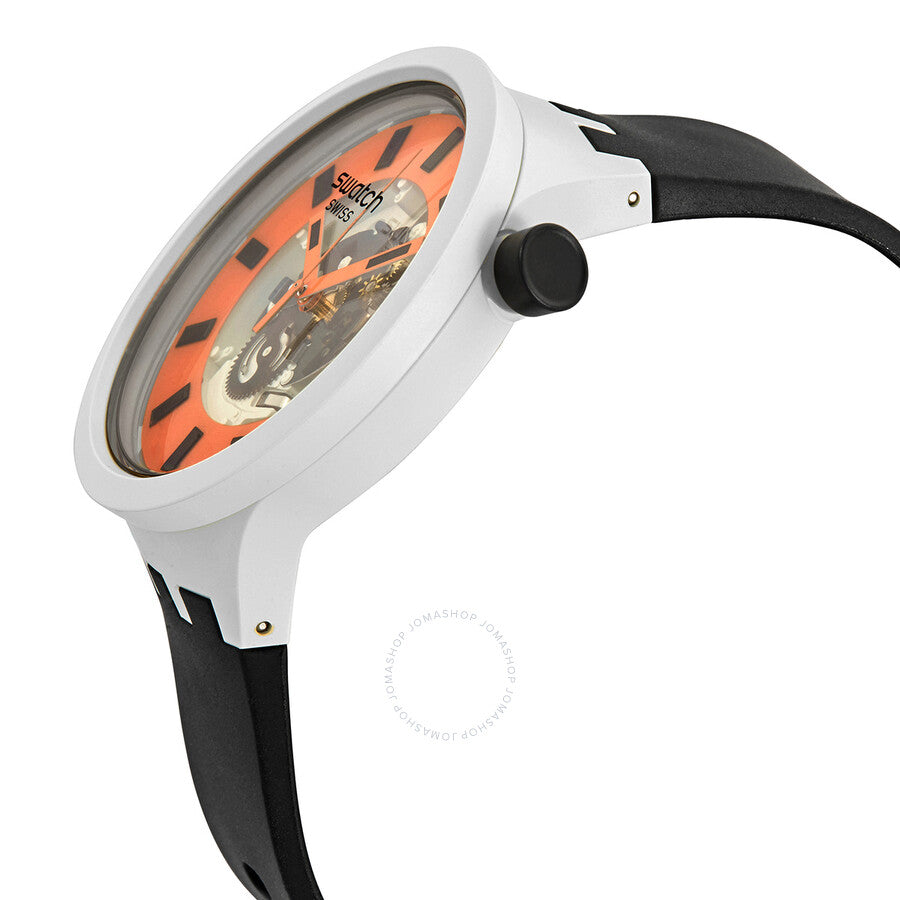 Swatch Bioceramic Orack Quartz Orange Skeleton Dial Watch SB03M104 - Dawson Watches #2