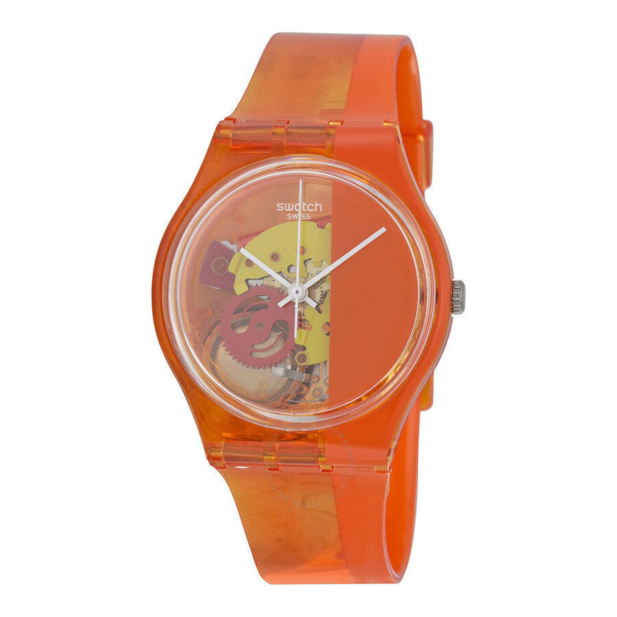 Swatch Bloody Orange Skeleton Dial Orange Plastic Unisex Watch GO116 - Dawson Watches