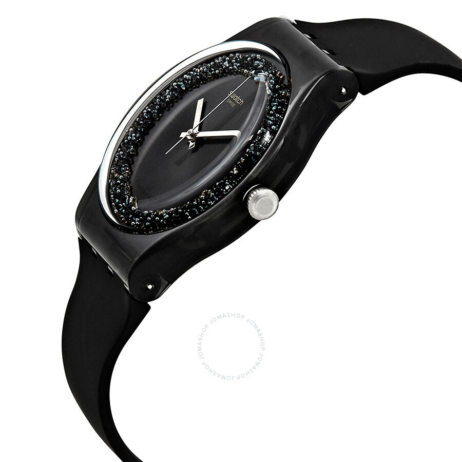 Swatch Darksparkles Black Dial Black Silicone Ladies Watch SUOB156 - Dawson Watches #2