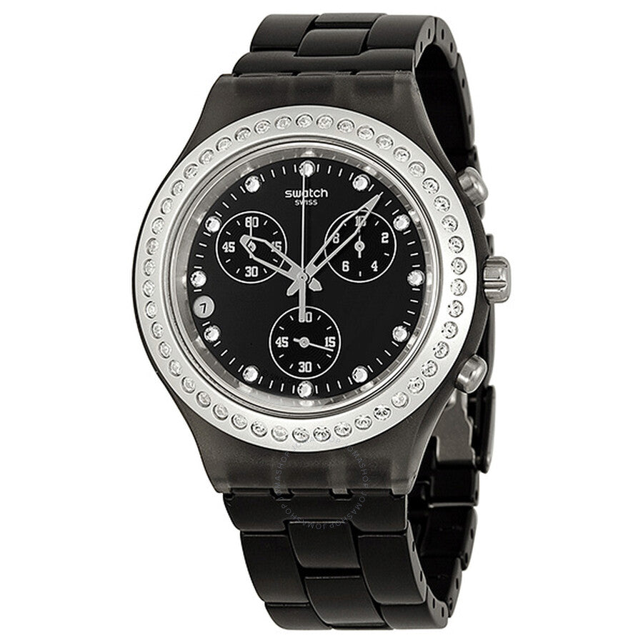 Swatch Irony Diaphane Full Blooded Stoneheart Silver Black Dial Chronograph Unisex Watch SVCM4009AG - Dawson Watches