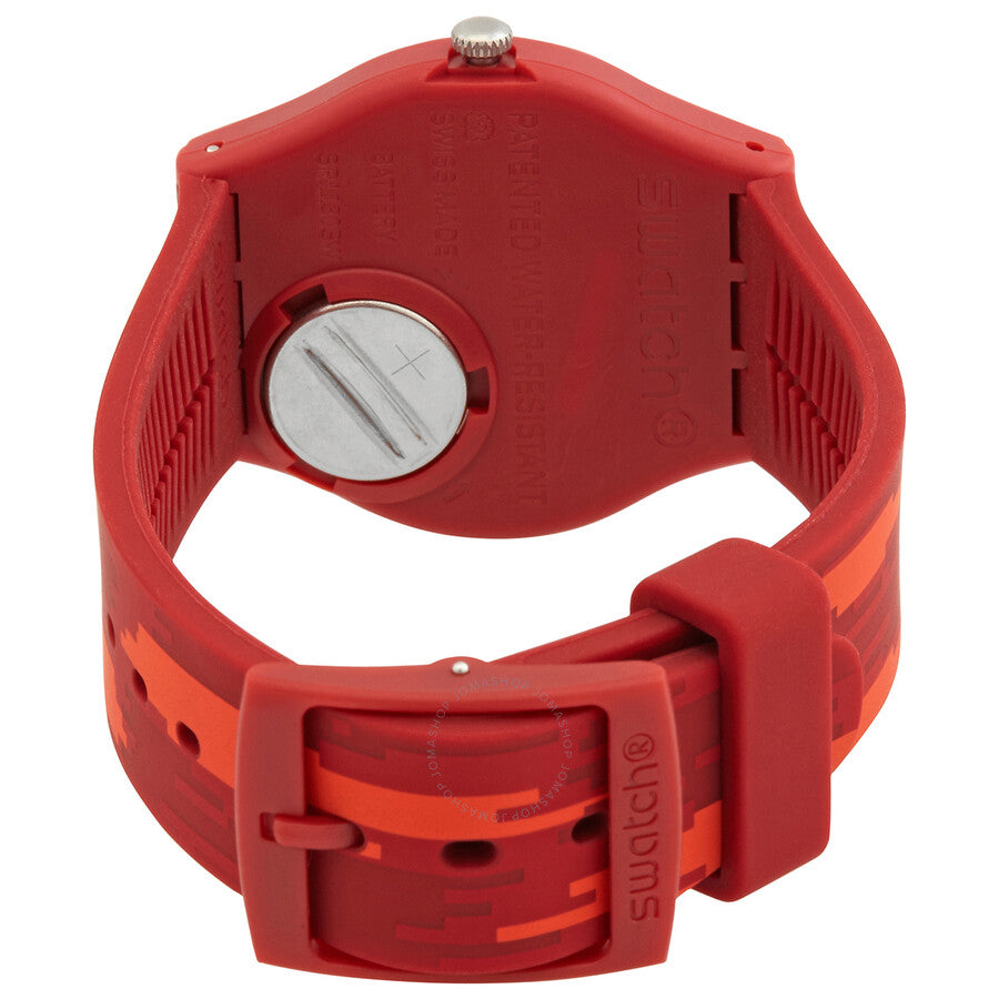 Swatch Red Flame White Dial Red Silicone Ladies Watch GR711 - Dawson Watches #3