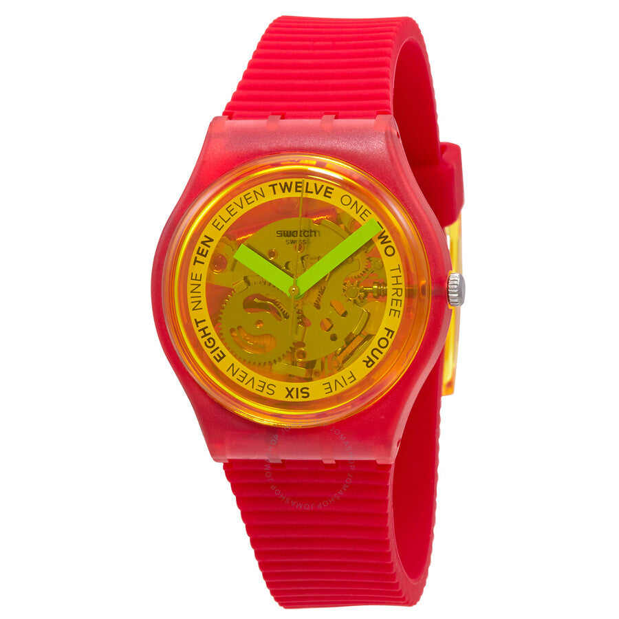 Swatch Retro-Rosso Quartz Transparent Yellow Dial Unisex Watch GR185 - Dawson Watches