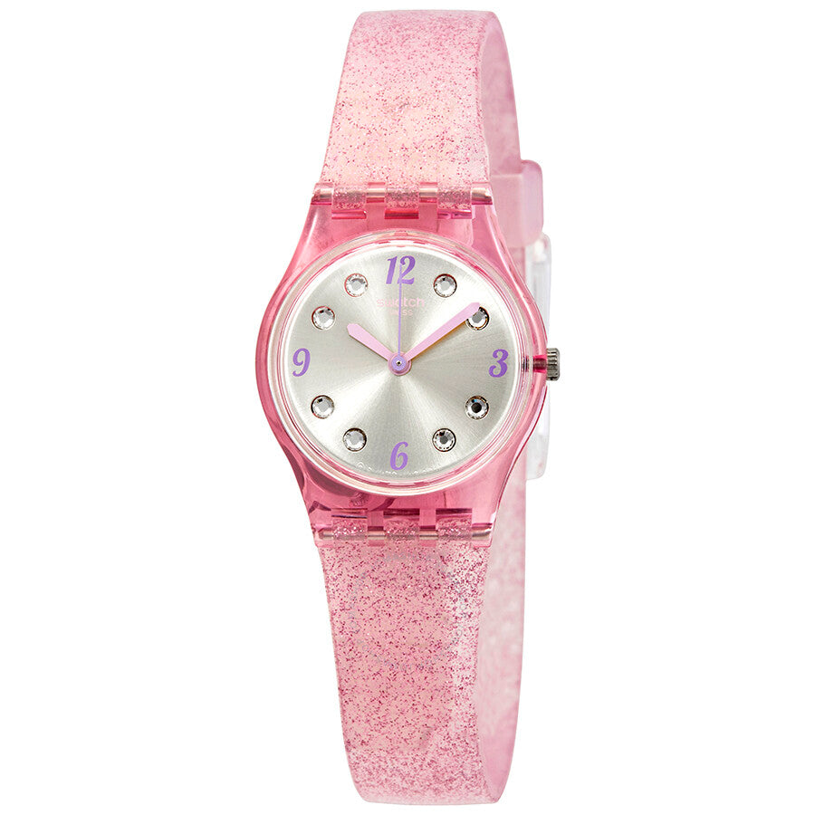 Swatch Rose Glistar Grey Dial Pink Glitter Silicone Leadies Watch LP132C - Dawson Watches