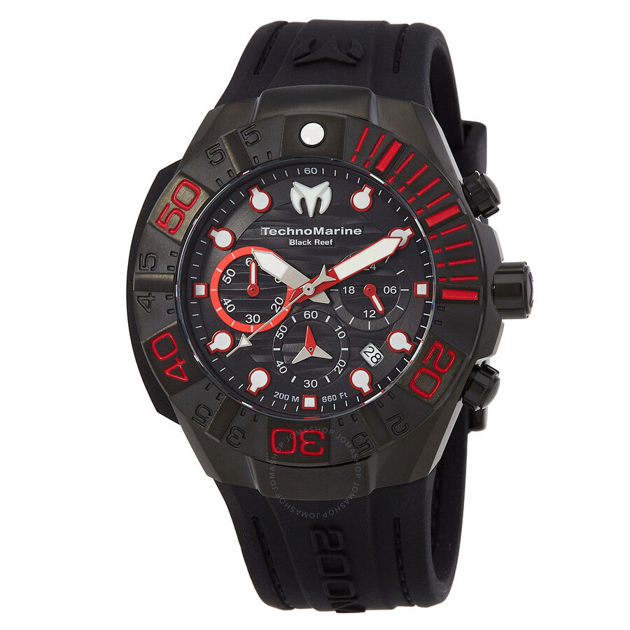 Technomarine Reef Black Chronograph GMT Quartz Black Dial Men's Watch TM-523010 - The Watches Men & Co