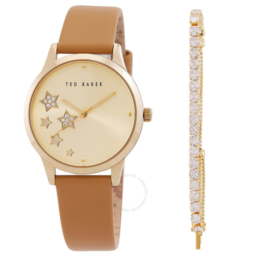 Ted Baker Fitzrovia Classic Chic Quartz Gold Dial Ladies Watch and Bracelet Set BKGFW22199I - Dawson Watches
