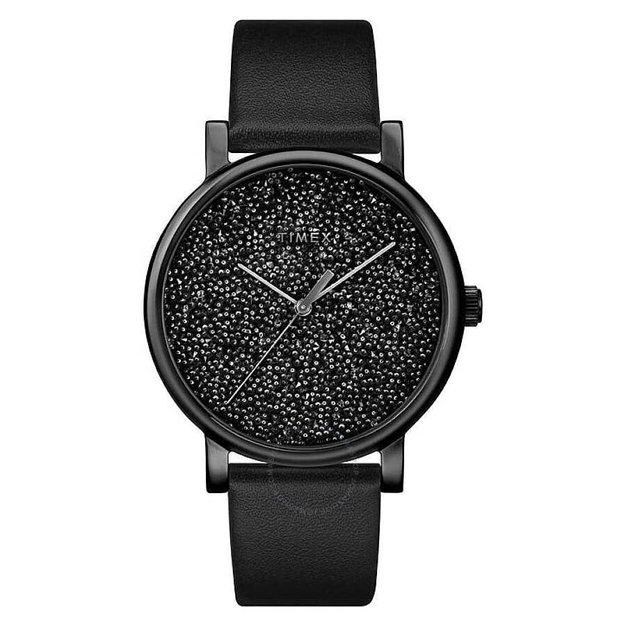Timex Crystal Opulence Quartz Black Dial Ladies Watch TW2R95100JT - Dawson Watches