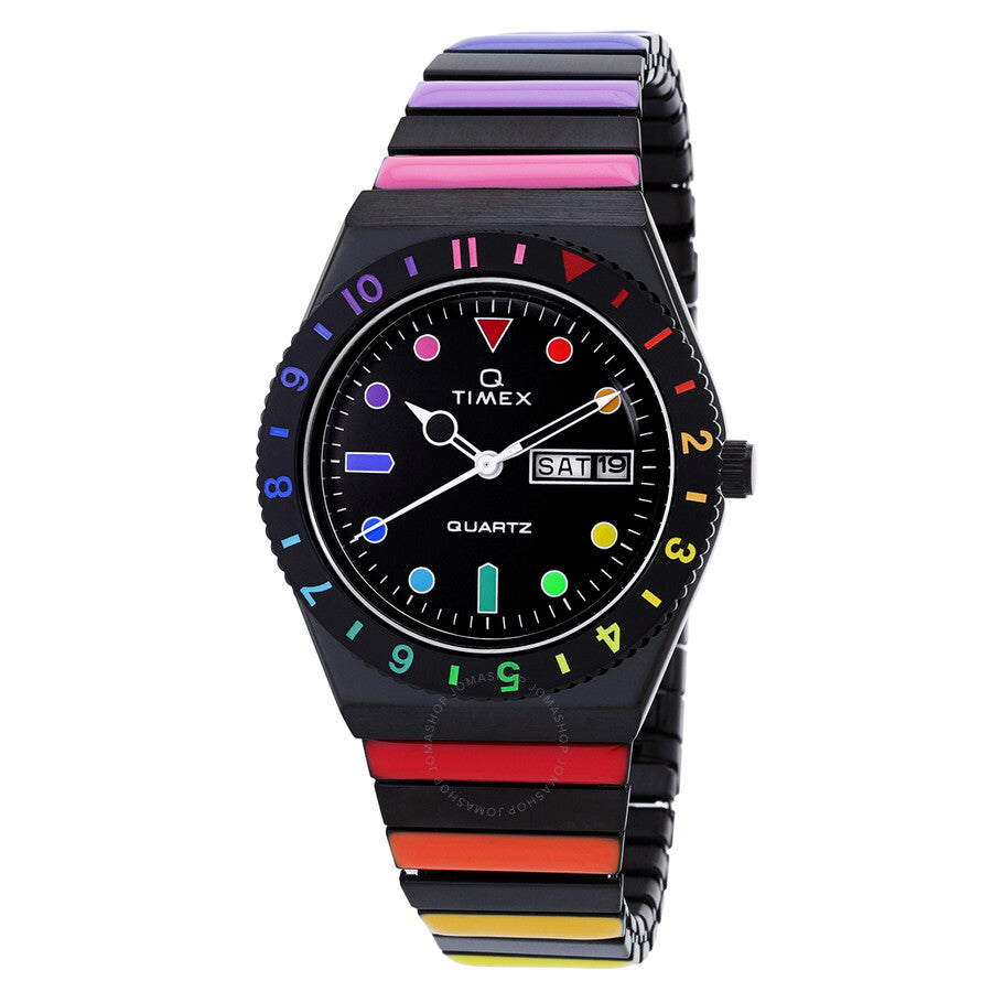 Timex Q Rainbow Quartz Black Dial Expansion Band Ladies Watch TW2V65900 - Dawson Watches