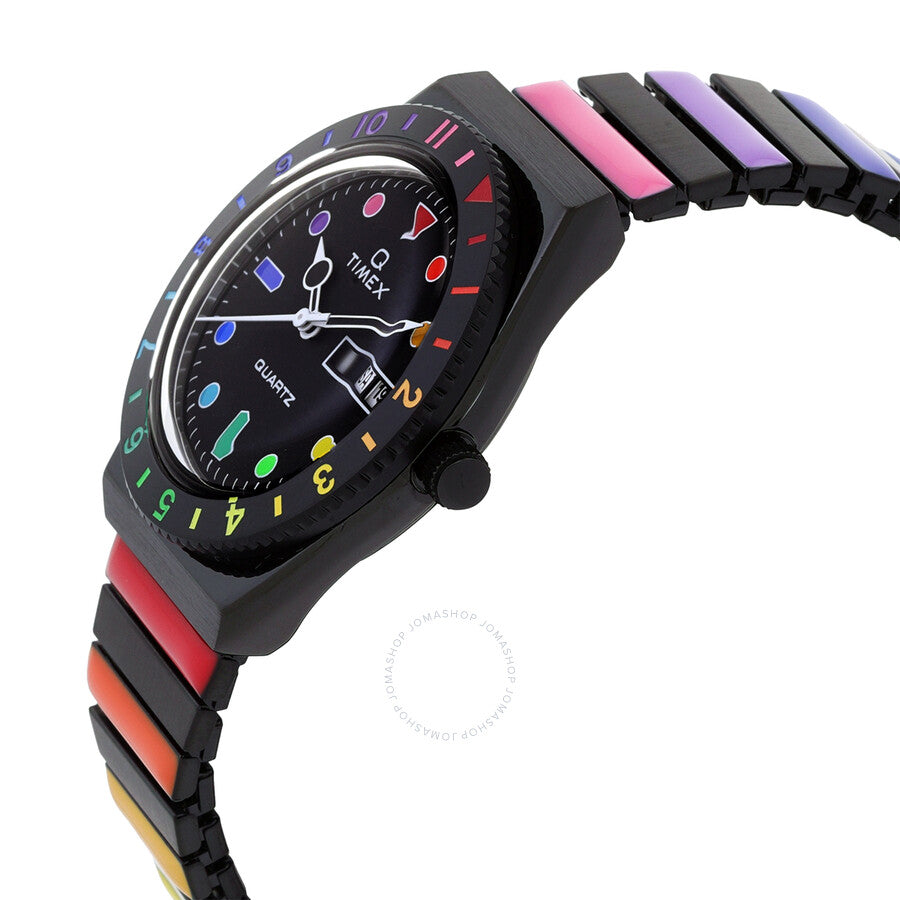Timex Q Rainbow Quartz Black Dial Expansion Band Ladies Watch TW2V65900 - Dawson Watches #2