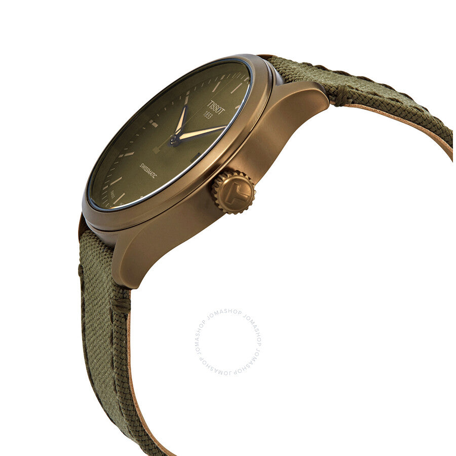 Tissot Automatic Kaki Dial Khaki Textile Men's Watch T1164073709100 - Dawson Watches #2
