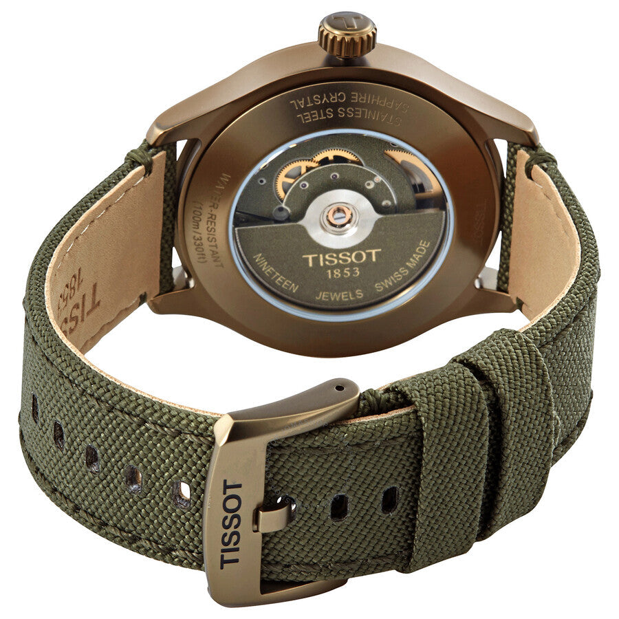Tissot Automatic Kaki Dial Khaki Textile Men's Watch T1164073709100 - Dawson Watches #3